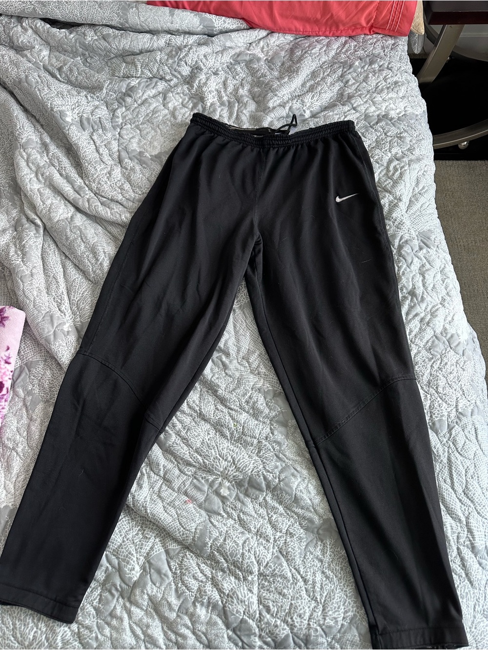 Nike Black Men's Jogger Sweatpants with White Swoosh